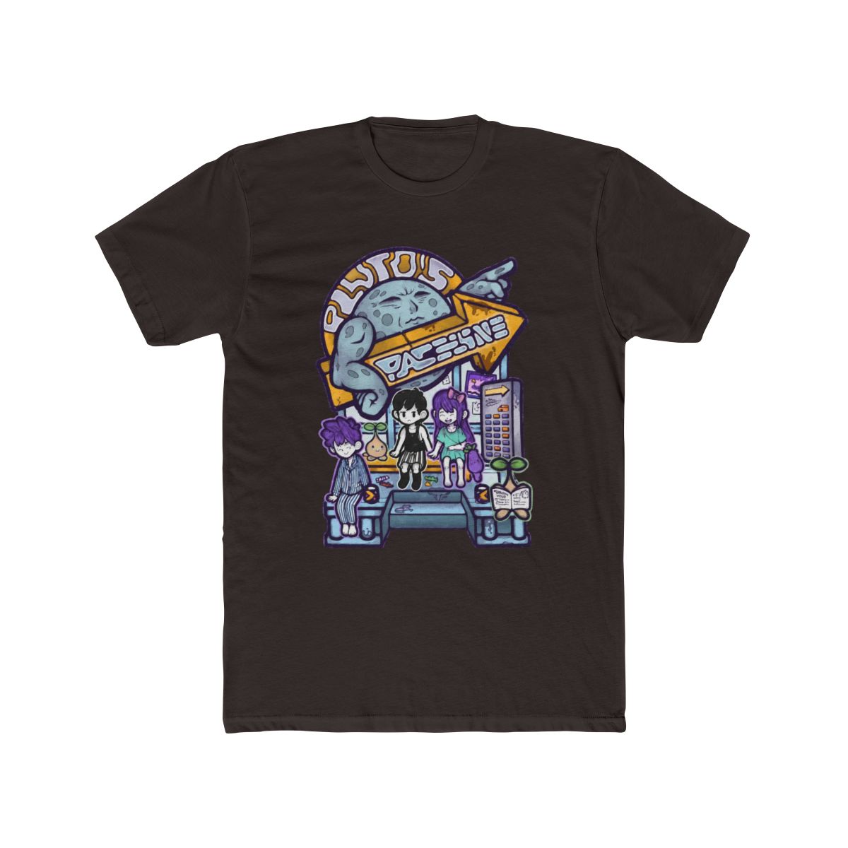 OMORI : PLUTO'S SPACELINE Retro Multi-print T Shirt - alternate angle 3, merchandise